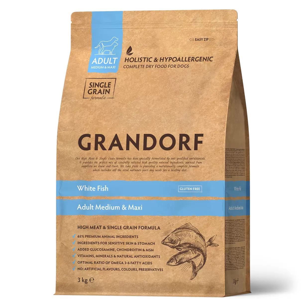 GRANDORF Holistic Adult Medium & Maxi White fish 3кг