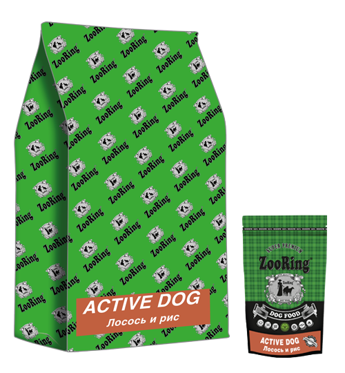 Сухой корм для взрослых собак ZooRing Active Dog Лосось и рис 