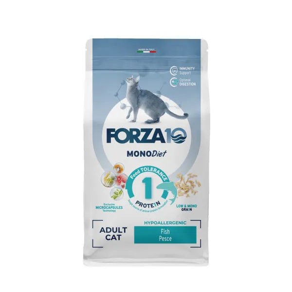 Forza10 MonoDiet Perse сухой монобелковый корм для взрослых кошек при аллергии и повышенной чувствительности к животным белкам из океанической рыбы