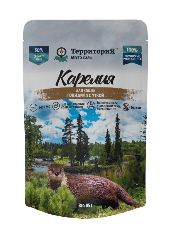 Территория Карелия влажный корм для кошек говядина с уткой