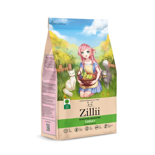 Zillii Sensitive Digestion Cat сухой корм для взрослых кошек с чувствительным пищеварением с индейкой 0,4кг
