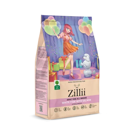 Zillii Adult Dog сухой корм для взрослых собак с белой рыбой и лососем - 3 кг