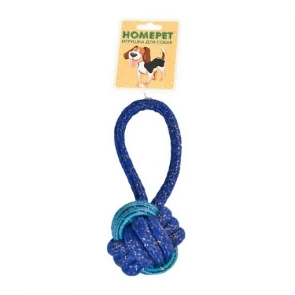 HOMEPET SEASIDE игрушка для собак узел из каната с петлей сине-голубой Ф 6 см х 22 см