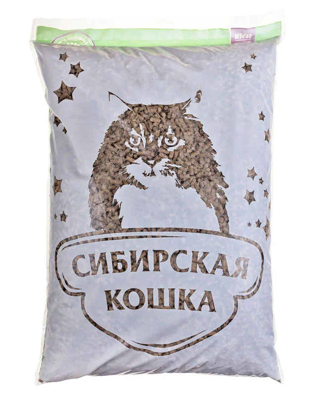Сибирская кошка Наполнитель Флора 20л древесные гранулы 6мм