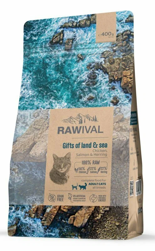 Корм сухой для кошек Rawival Gifts of Land & Sea с курицей и рыбой 400 гр