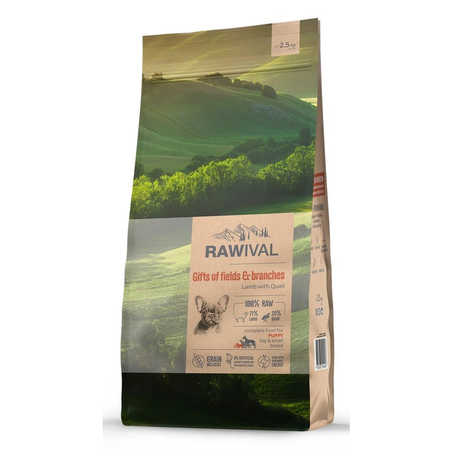 RAWIVAL Gifts of fields&brances Ягненок с перепелом полноценный корм для щенков карликовых и мелких пород 2,5кг
